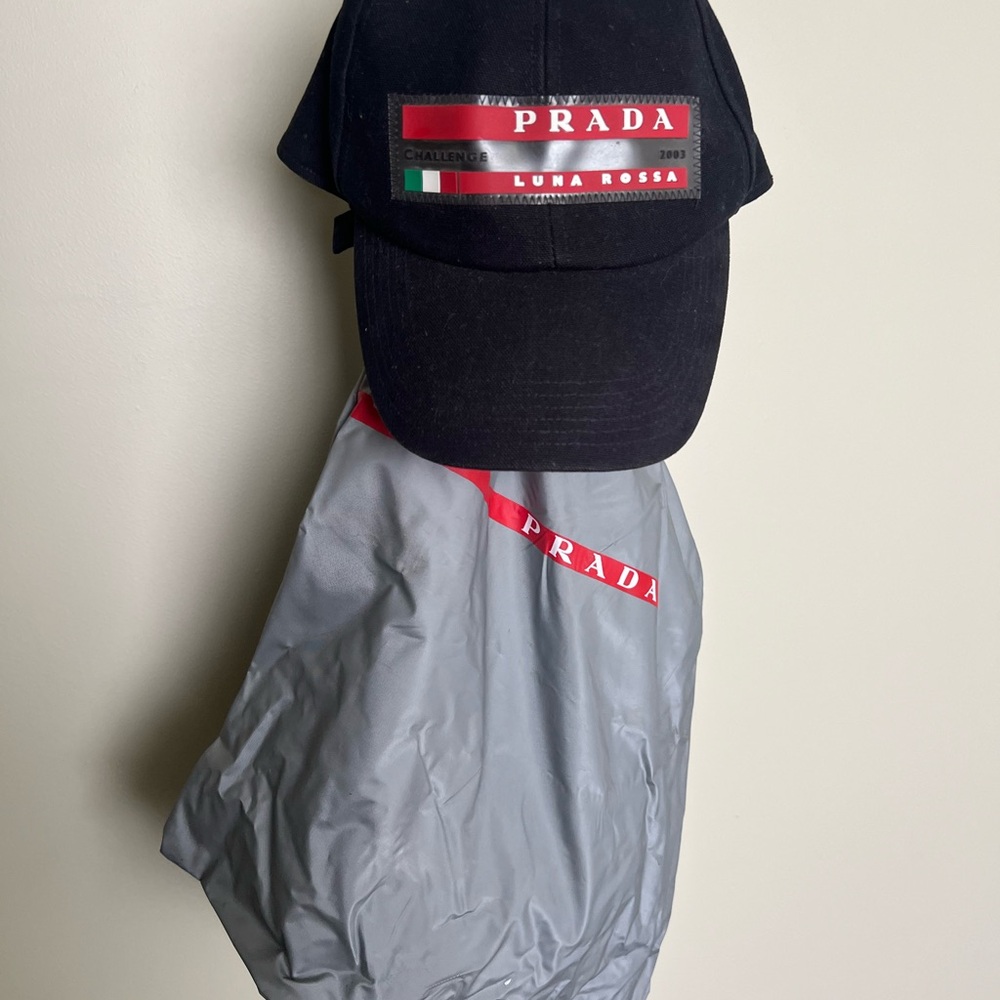 Prada Black Cap with Silver Bag